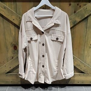Women's Cream Corduroy Jacket Shacket